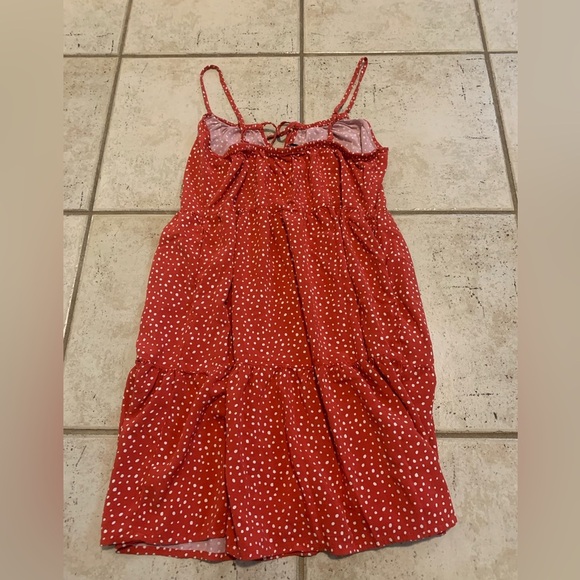 💜 George Red Polka Dot Tiered Babydoll Mini Dress - Women's XS - Picture 4 of 5